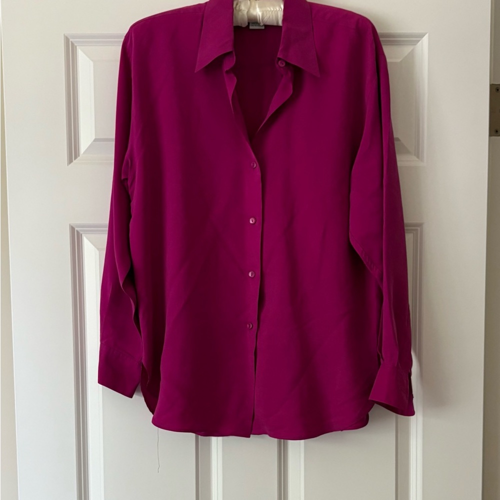 Women's Silk Fuchsia Button-Up Shirt